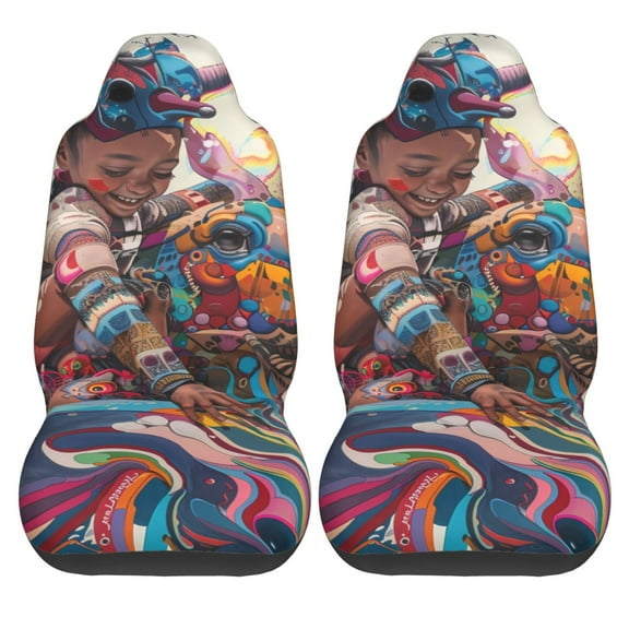 Haiem Fantasy Colorful Beast Printed Car Seat Covers Set of 2, Universal Fit Car Seat Covers,Protective Seat Covers,Comfortable Car Seat Covers, Easy Installation Seat Covers