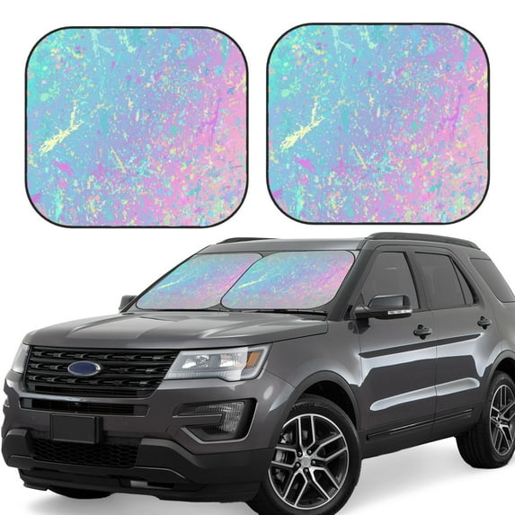 Haiem Fantasy Gradient Car Windshield Sun Shade (2 Pieces) Foldable Windshield Sun Shade Car Accessories for Truck SUV Pickup-Medium