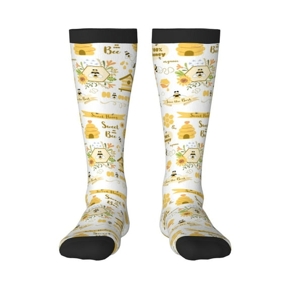 Haiem Farm Bee Cute Honey Socks, Funny Novelty Crazy Design Cotton Socks Sports Socks Knee High Socks For Men, Women,1Pairs - Gift For Working Friends