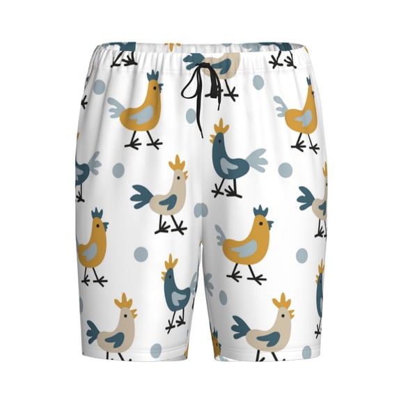 Haiem Farm Roosters Men's Pajama Short with Soft Woven Cotton Elastic Waistband Sleep Short-3X-Large