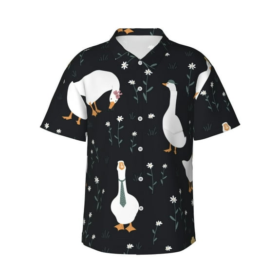 Haiem Fashionable Goose Printed Hawaiian Shirt for Men - Men’s Casual Beach Summer Shirts - Stretch Fabric with Modern Fit-XX-Large