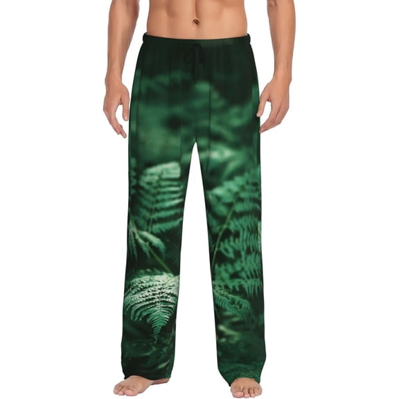 Haiem Ferns Leave Green Foliage Men's Pajama Pants Ultra Lightweight Pjs Bottoms Sleepwear Bottom Pants With Pocket Drawstring-X-Large