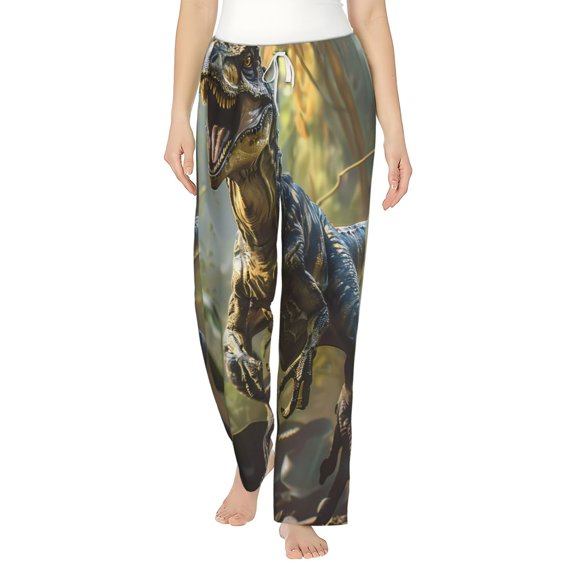 Haiem Ferocious Dinosaur Women's Pajama Pants Ultra Lightweight Pjs Bottoms Sleepwear Bottom Pants With Pocket Drawstring-Medium