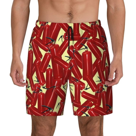 Haiem Fire Extinguisher Men'S Quick-Dry Swim Trunks: Comfortable Beach Shorts With Mesh Lining And Pockets - Ideal For Swimming And Sunbathing Xx-Large