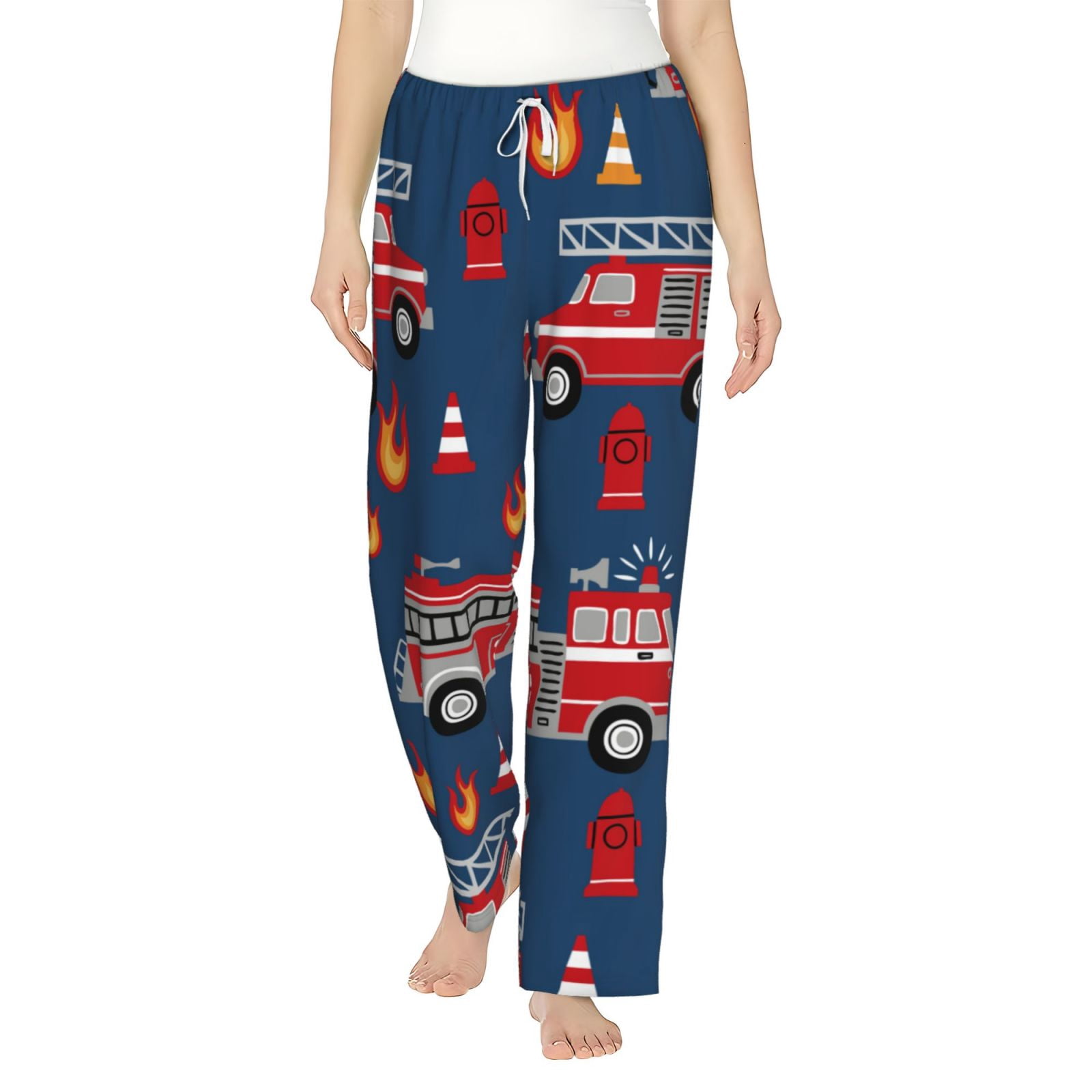 Ollabaky Fire Truck Doodle Pajama Set - Matching Family PJs For Men & Women, 95% Polyester