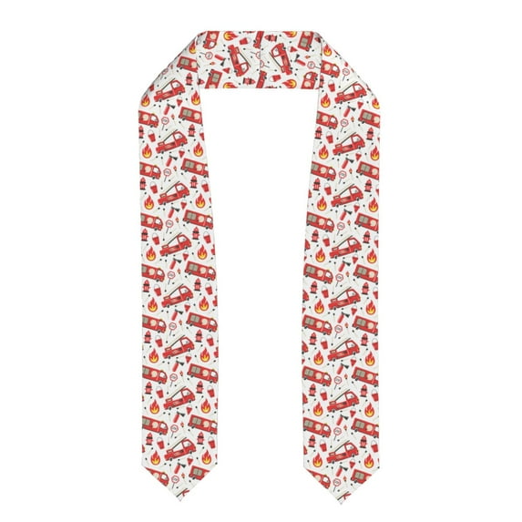 Haiem Fire Truck Pattern Graduation Stole 2024 | Premium Satin Sash for Graduation Ceremony