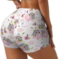 thumbnail image 1 of Haiem Flamingo And Flowers No Front Seam Biker Shorts for Women Yoga Workout Gym Bike Shorts with Tummy Control Moisture-Wicking-X-Large, 1 of 9
