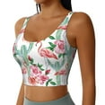 thumbnail image 1 of Haiem Flamingo Flower Pattern Womens Sports Bra - U Neck Padded Low Impact Yoga Bra Workout Crop Top Gym Moisture-Wicking Workout Vest -Large, 1 of 9