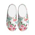 thumbnail image 1 of Haiem Flamingo Flower Print Women's Fuzzy Memory Foam House Slipper Cozy Home Footwear Non-slip Winter Slippers-35/36, 1 of 7
