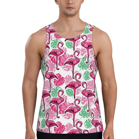 Haiem Flamingo Men Workout Tank Top Gym Bodybuilding Sleeveless Muscle T Shirts Athletic Tank Breathable Workout Shirt-