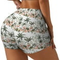 thumbnail image 1 of Haiem Flamingo Palm Trees No Front Seam Biker Shorts for Women Yoga Workout Gym Bike Shorts with Tummy Control Moisture-Wicking-Large, 1 of 9