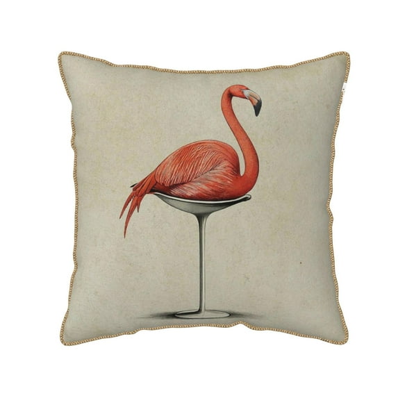 Haiem Flamingo Sitting On Chair Print Velvet Soft Solid Decorative Square Throw Pillow Covers Set with Elegant Piping Christmas Cushion Case for Sofa Bedroom Car-16"x16"