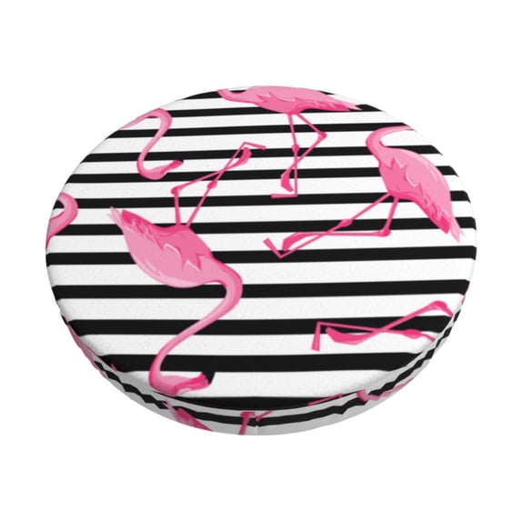 Haiem Flamingos Cushion Round Bar Chair Seat Cover Bar Chair Cushion Covers Elastic Washable Bar Chair Cover,Protects from Scratches and Stains-12 inch