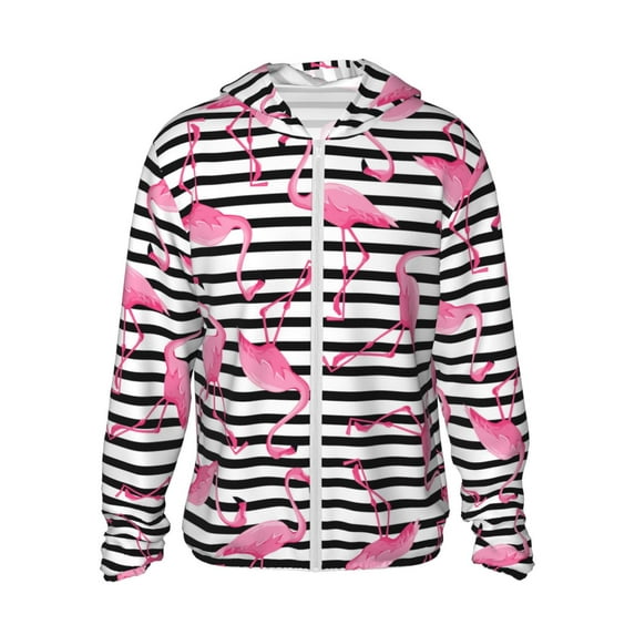 Haiem Flamingos UPF 50+ Fishing Shirts for Men Long Sleeve UV Sun Protection Hoodie Non-Mask Outdoor Hiking Shirts