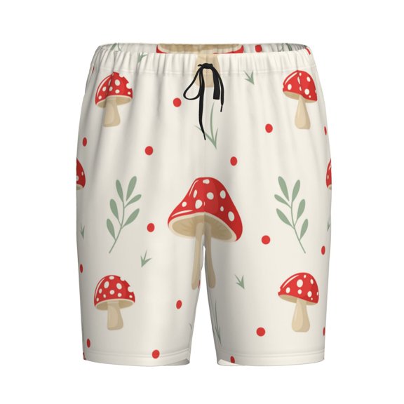 Haiem Flat Mushrooms Men's Pajama Short with Soft Woven Cotton Elastic Waistband Sleep Short-Large