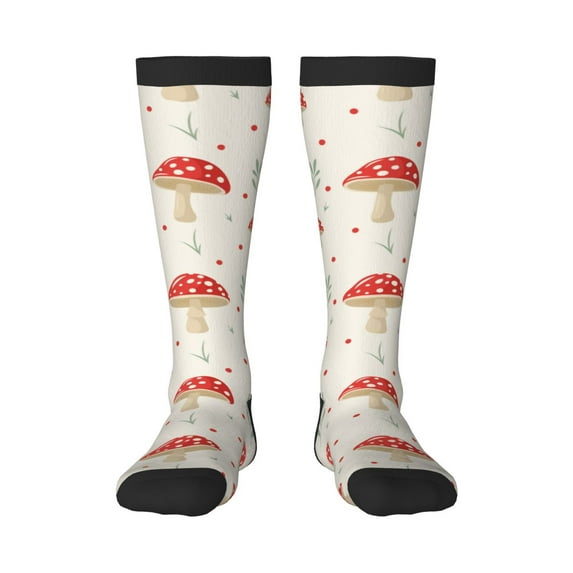 Haiem Flat Mushrooms Socks, Funny Novelty Crazy Design Cotton Socks Sports Socks Knee High Socks For Men, Women,1Pairs - Gift For Working Friends