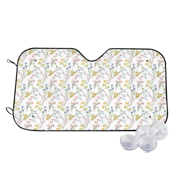 Haiem Floral Car Windshield Sun Shade - Blocks UV Rays Sun Visor Protector, Sunshade to Keep Your Vehicle Cool, Universal Fit SUV Van Sedan-Small