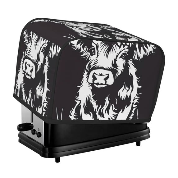 Haiem Floral Cow Silhouette Print Toaster Covers 2 Slice Wide Slot,Bread Dust Cover & Fingerprint Protection,Bread Machine Cover,Appliance Covers
