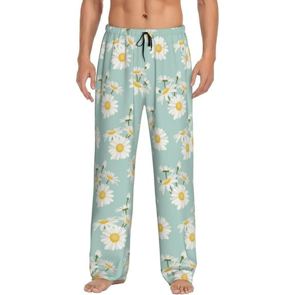 Haiem Floral Daisy Men's Pajama Pants Ultra Lightweight Pjs Bottoms Sleepwear Bottom Pants With Pocket Drawstring-Small