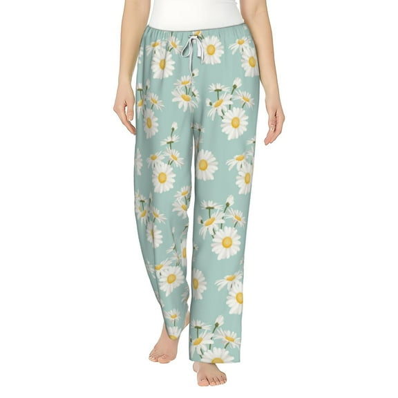 Haiem Floral Daisy Women's Pajama Pants Ultra Lightweight Pjs Bottoms Sleepwear Bottom Pants With Pocket Drawstring-Small
