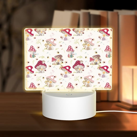 Haiem Floral Mushroom Pattern Acrylic Night Light Gift with 3 Color ModesTouch-Sensitive LED Lamp Perfect Gift for Mother's Day, Birthday, or Christmas