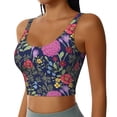 thumbnail image 1 of Haiem Floral Pattern Womens Sports Bra - U Neck Padded Low Impact Yoga Bra Workout Crop Top Gym Moisture-Wicking Workout Vest -Large, 1 of 9