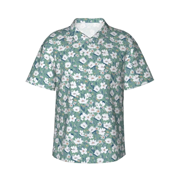 Haiem Floral Printed Hawaiian Shirt for Men - Men’s Casual Beach Summer Shirts - Stretch Fabric with Modern Fit-Large