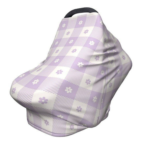 Haiem Floral Purple Buffalo Plaid Baby Nursing Cover & Nursing Poncho - Multi Use Cover for Baby Car Seat Canopy, Stroller Cover, 360°Full Privacy Breastfeeding Coverage
