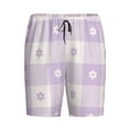 thumbnail image 1 of Haiem Floral Purple Buffalo Plaid Men's Pajama Short with Soft Woven Cotton Elastic Waistband Sleep Short-Small, 1 of 9