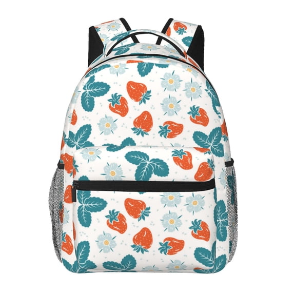 Haiem Floral Strawberr Printed School Backpack,Casual Travel Lightweight Backpack,Durable Comfortable Multifunctional Backpack,Laptop Backpack
