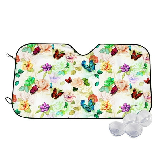 Haiem Floral Vintage Car Windshield Sun Shade - Blocks UV Rays Sun Visor Protector, Sunshade to Keep Your Vehicle Cool, Universal Fit SUV Van Sedan-