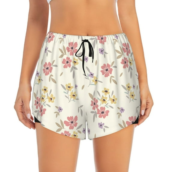 Haiem Floral Women's 2 in 1 Running Shorts - Lightweight Athletic Workout Gym Yoga Breathable Sports Shorts Liner with Phone Pockets-