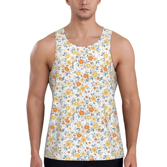 Haiem Floral1 Men Workout Tank Top Gym Bodybuilding Sleeveless Muscle T Shirts Athletic Tank Breathable Workout Shirt-Large