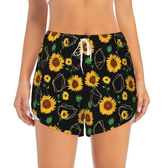 Haiem Flower (2) Women's 2 in 1 Running Shorts - Lightweight Athletic Workout Gym Yoga Breathable Sports Shorts Liner with Phone Pockets-Medium