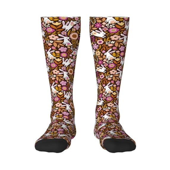 Haiem Flower Bunny Socks, Funny Novelty Crazy Design Cotton Socks Sports Socks Knee High Socks For Men, Women,1Pairs - Gift For Working Friends