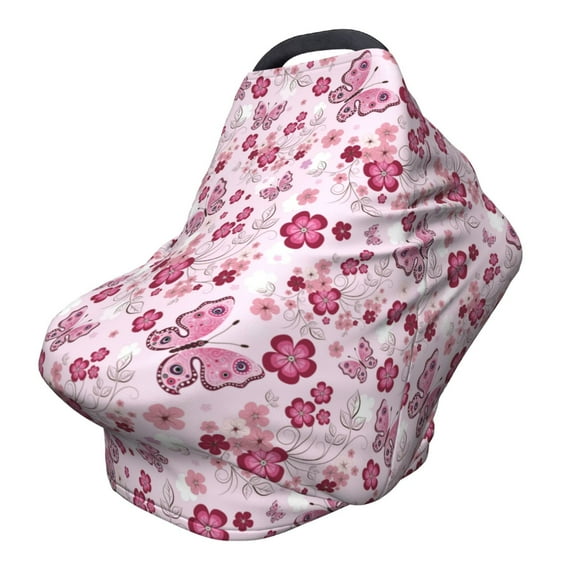 Haiem Flower Butterfly Baby Nursing Cover & Nursing Poncho - Multi Use Cover for Baby Car Seat Canopy, Stroller Cover, 360°Full Privacy Breastfeeding Coverage