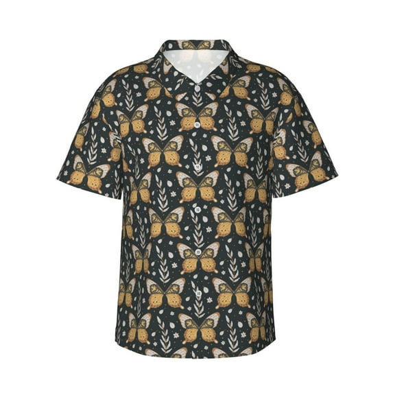 Haiem Flower Butterfly Printed Hawaiian Shirt for Men - Men’s Casual Beach Summer Shirts - Stretch Fabric with Modern Fit-3X-Large
