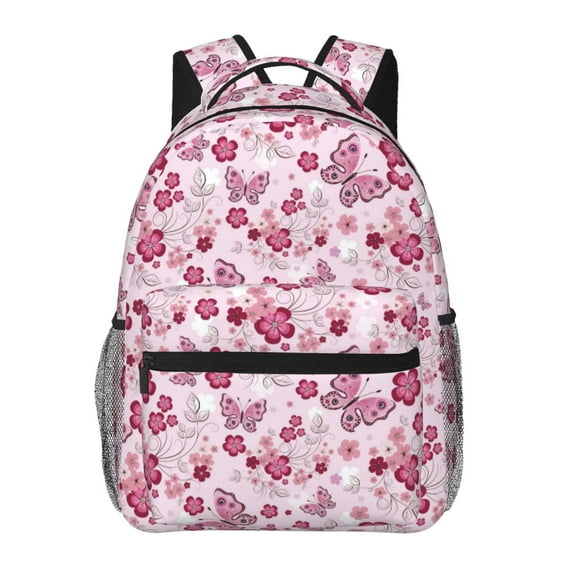 Haiem Flower Butterfly Printed School Backpack,Casual Travel Lightweight Backpack,Durable Comfortable Multifunctional Backpack,Laptop Backpack