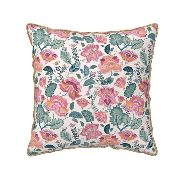 Haiem Flower Leaves Print Velvet Soft Solid Decorative Square Throw Pillow Covers Set with Elegant Piping Christmas Cushion Case for Sofa Bedroom Car-20"x20"