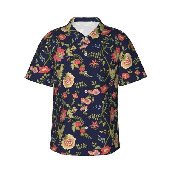 Haiem Flower Printed Hawaiian Shirt for Men - Men’s Casual Beach Summer Shirts - Stretch Fabric with Modern Fit-X-Large