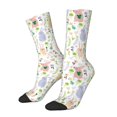 thumbnail image 1 of Haiem Flower Rabbit Pattern Crew Socks – Soft & Durable Moisture-wicking Socks, Stay-Up Fit for Business, Work, and Casual Wear Size 5-11, 1 of 6
