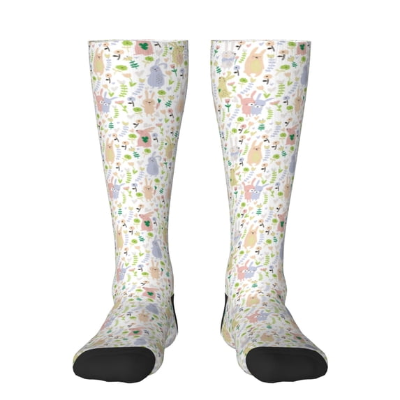 Haiem Flower Rabbit Socks, Funny Novelty Crazy Design Cotton Socks Sports Socks Knee High Socks For Men, Women,1Pairs - Gift For Working Friends