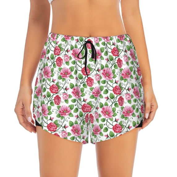 Haiem Flower Women's 2 in 1 Running Shorts - Lightweight Athletic Workout Gym Yoga Breathable Sports Shorts Liner with Phone Pockets-XX-Large