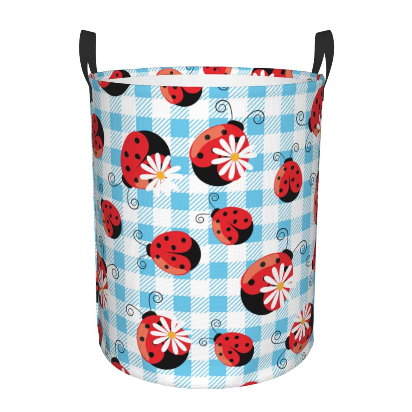 Haiem Flowers And Lady Bugs Leather Dirty Clothes Laundry Basket,Sturdy ...