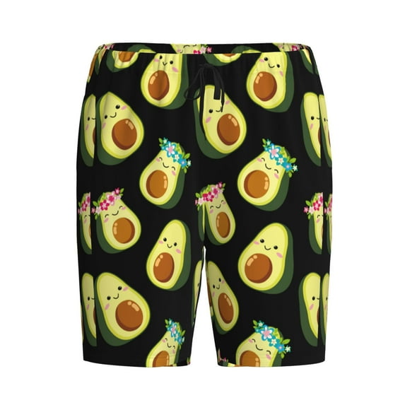 Haiem Flowers Avocado Men's Pajama Short with Soft Woven Cotton Elastic Waistband Sleep Short-Small