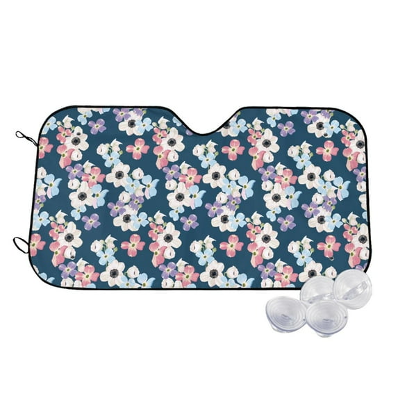 Haiem Flowers Car Windshield Sun Shade - Blocks UV Rays Sun Visor Protector, Sunshade to Keep Your Vehicle Cool, Universal Fit SUV Van Sedan-Medium