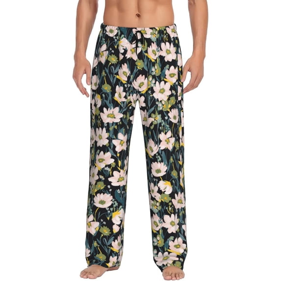 Haiem Flowers Men's Pajama Pants Ultra Lightweight Pjs Bottoms Sleepwear Bottom Pants with Pocket Drawstring-Medium