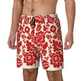 thumbnail image 1 of Haiem Flowers Red Beige Mens Swim Trunks with Compression Liner 2 in 1 Swimming Shorts Stretch Swimwear Quick Dry,Board Shorts-Medium, 1 of 9