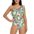 thumbnail image 1 of Haiem Flowers and Cactus Women's One Piece Swimsuits Tummy Control One Shoulder Bathing Suits Ruffle Swimwear-XX-Large, 1 of 8