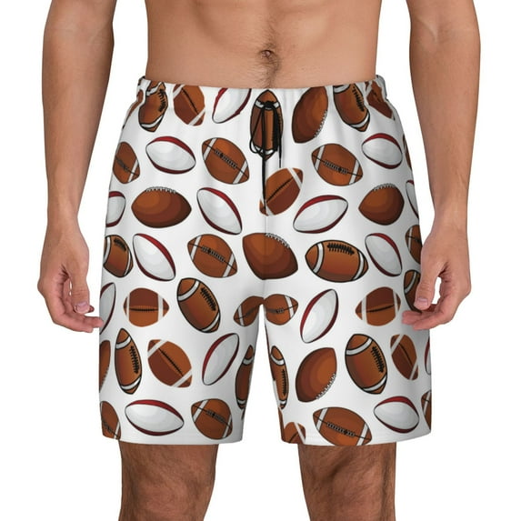 Haiem Football Mens Swim Trunks with Compression Liner 2 in 1 Swimming Shorts Stretch Swimwear Quick Dry,Board Shorts-X-Large